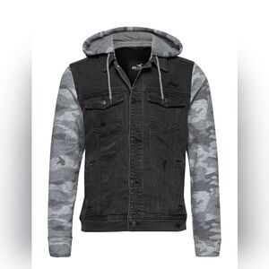 Rare Men's Hollister Jacket Flex Denim Hoodie Army Camouflage